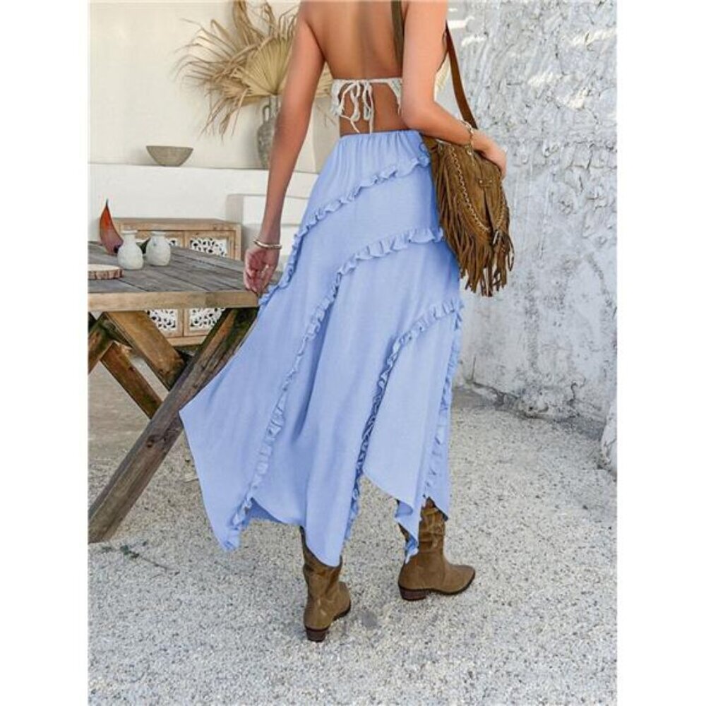 Devine Slit Drawstring Ruffled Skirt - Picture 12 of 16